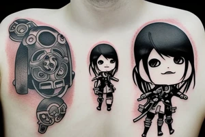 Emile round face from NieR Automata tattoo idea