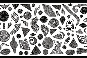 Paisely, secritary bird, bust, swirls, dots, geometric shapes tattoo idea