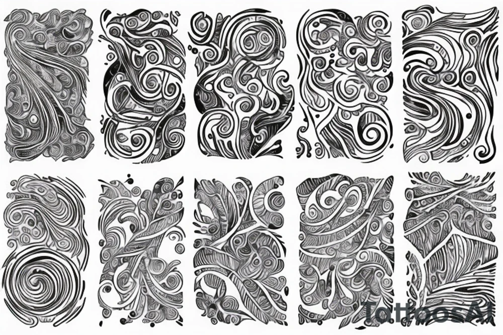 Paisely, secritary bird, swirls, dots, geometric shapes tattoo idea