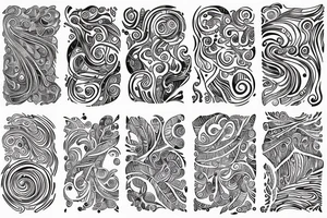 Paisely, secritary bird, swirls, dots, geometric shapes tattoo idea