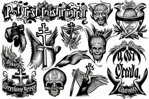 priest calling out to church tattoo idea