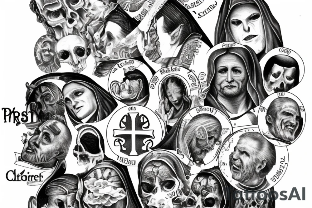 priest calling out to church tattoo idea