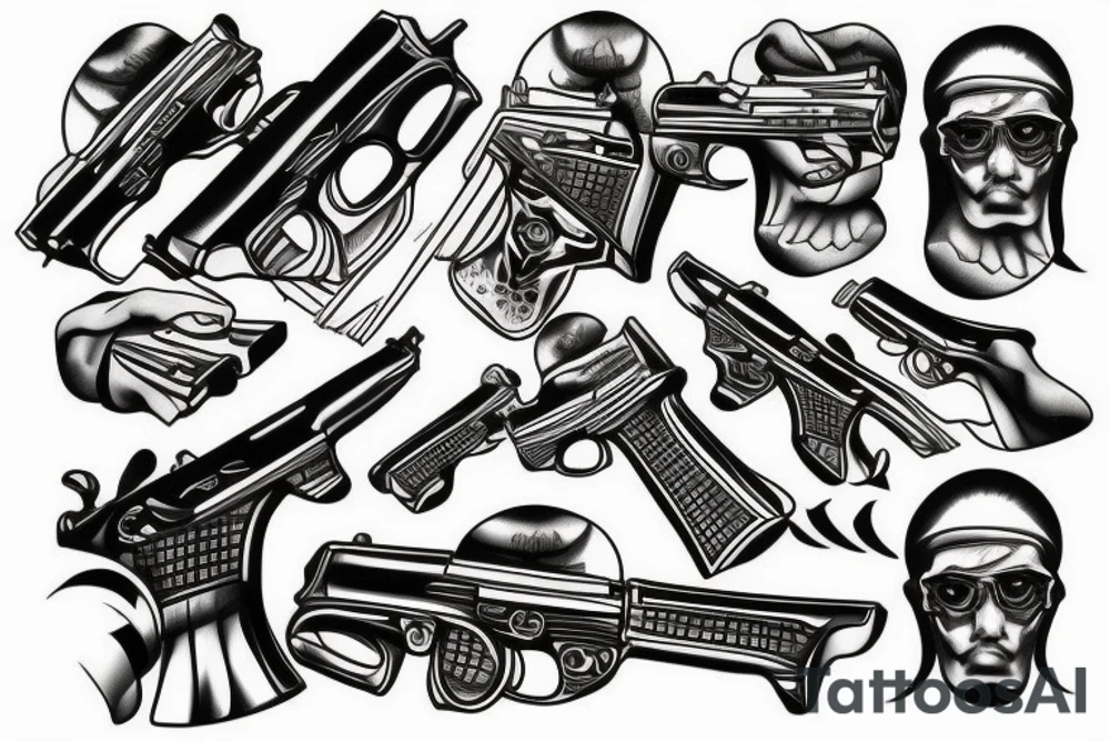 firing pistol tattoo idea