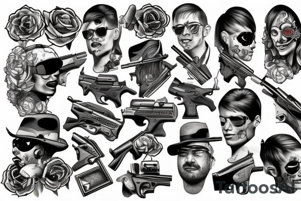firing pistol tattoo idea