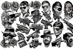 firing pistol tattoo idea