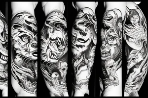 Tiger fighting demons tattoo idea