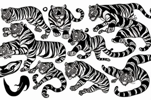 Tiger fighting demons tattoo idea