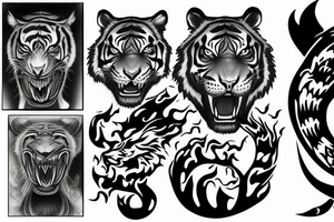Tiger fighting demons tattoo idea