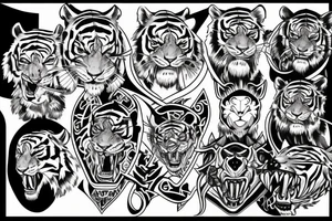 Tiger fighting demons tattoo idea