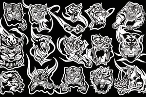 Tiger fighting demons tattoo idea