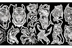 Tiger fighting demons tattoo idea