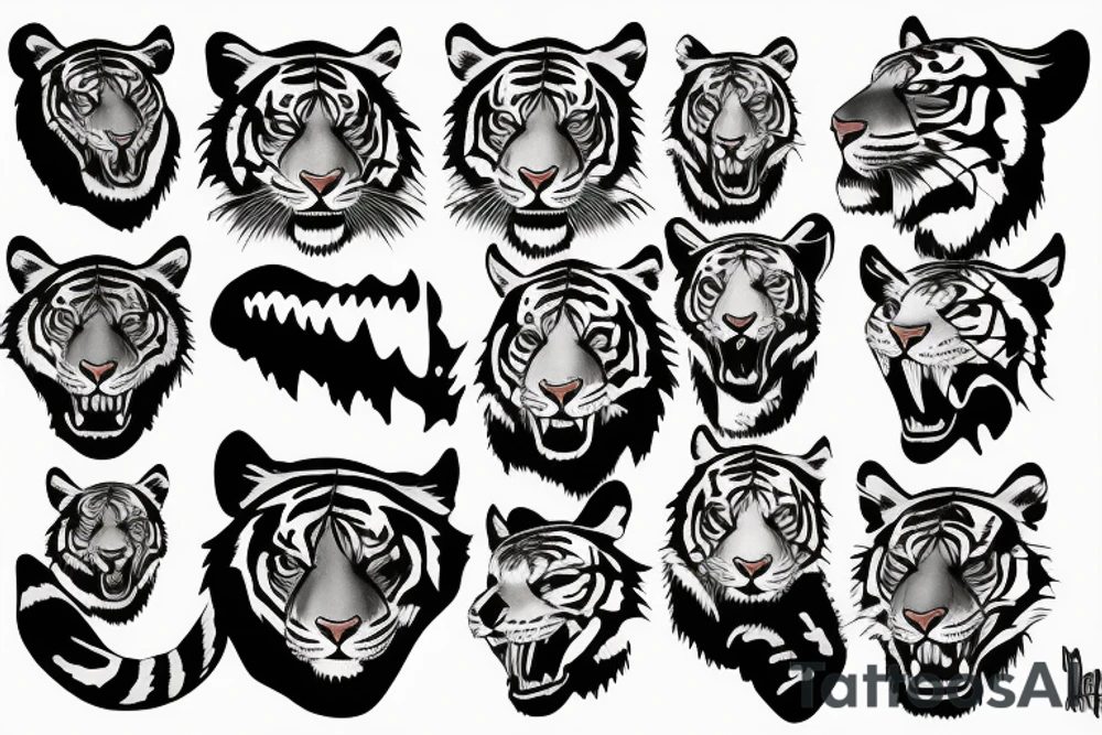 Tiger fight tattoo idea