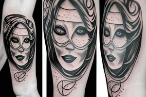 Sad with a mask on tattoo idea