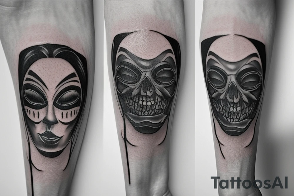 Sad with a mask on tattoo idea