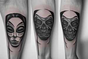 Sad with a mask on tattoo idea