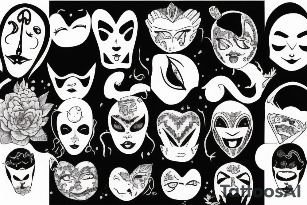 Sad with a mask on tattoo idea