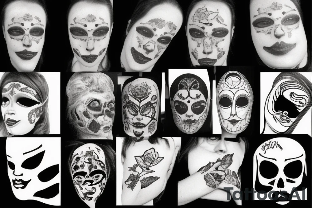 Sad with a mask on tattoo idea