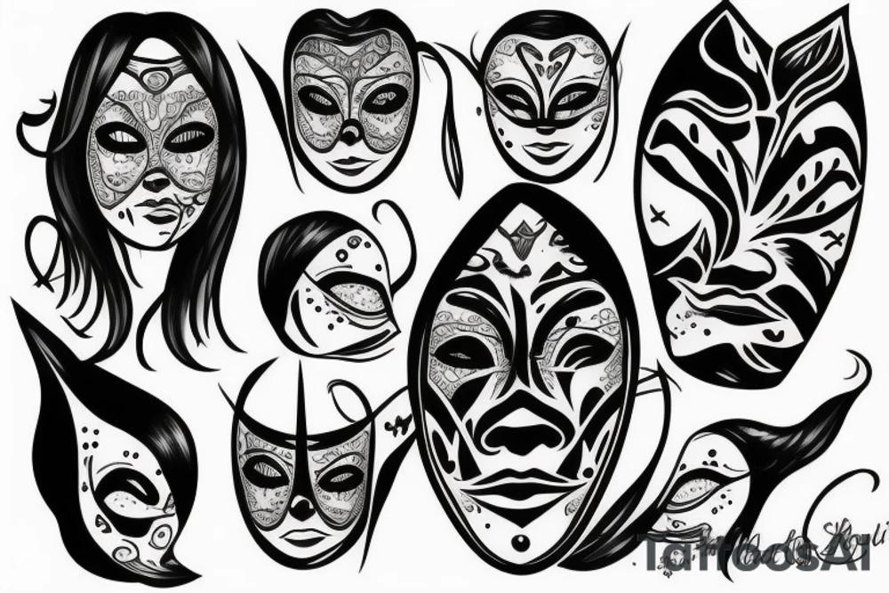 Sad with a mask on tattoo idea