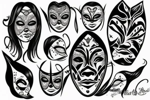 Sad with a mask on tattoo idea