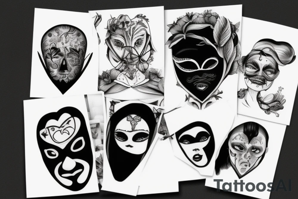 Sad with a mask on tattoo idea