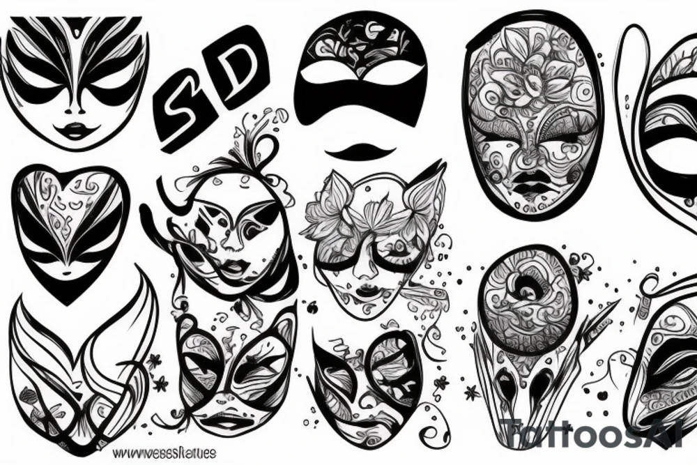 Sad with a mask on tattoo idea