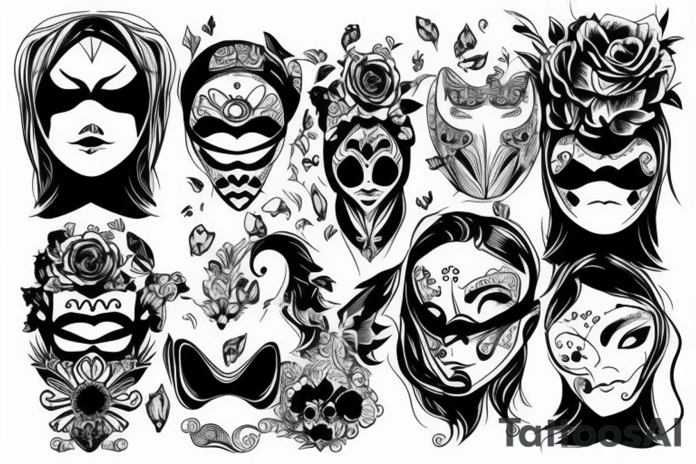 Sad with a mask on tattoo idea