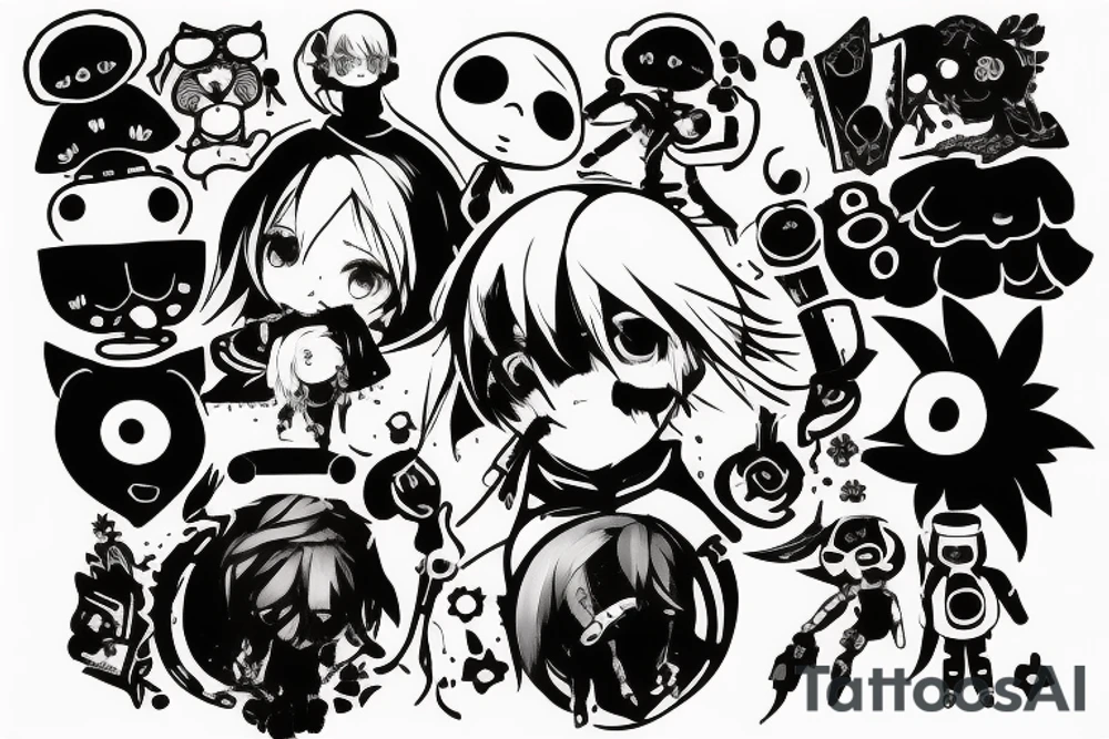 Emil character from game NieR Automata tattoo idea