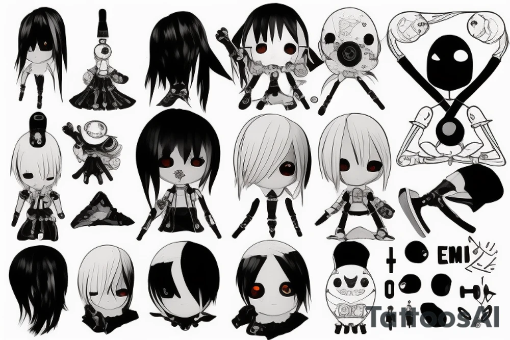 Emil character from game NieR Automata tattoo idea