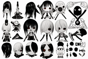 Emil character from game NieR Automata tattoo idea