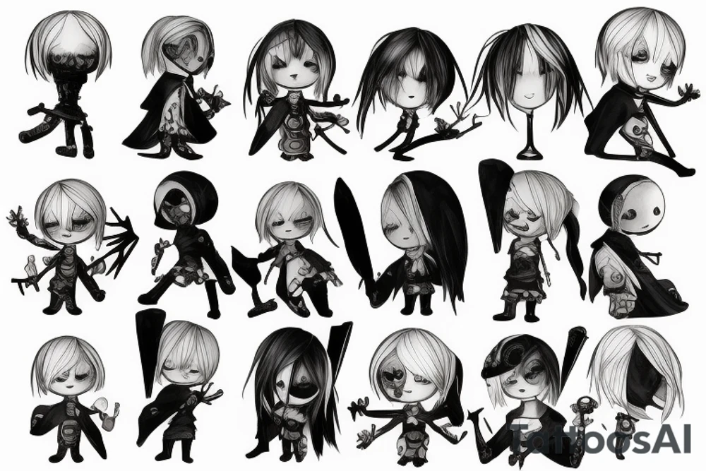 Emil character from game NieR tattoo idea