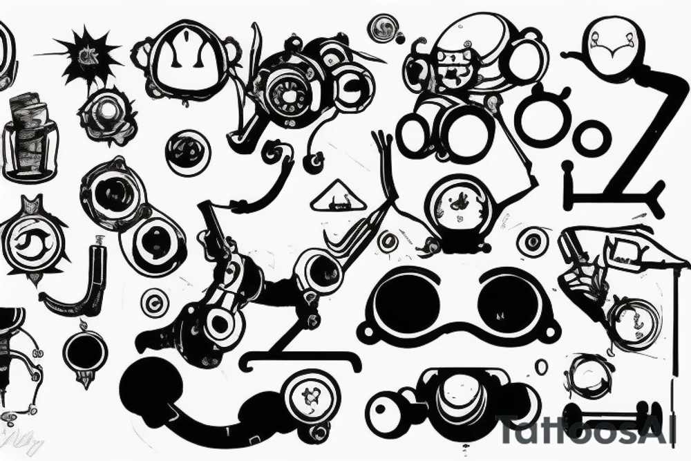 Emil’s mechanic head from video game NieR made by Yoko taro. tattoo idea
