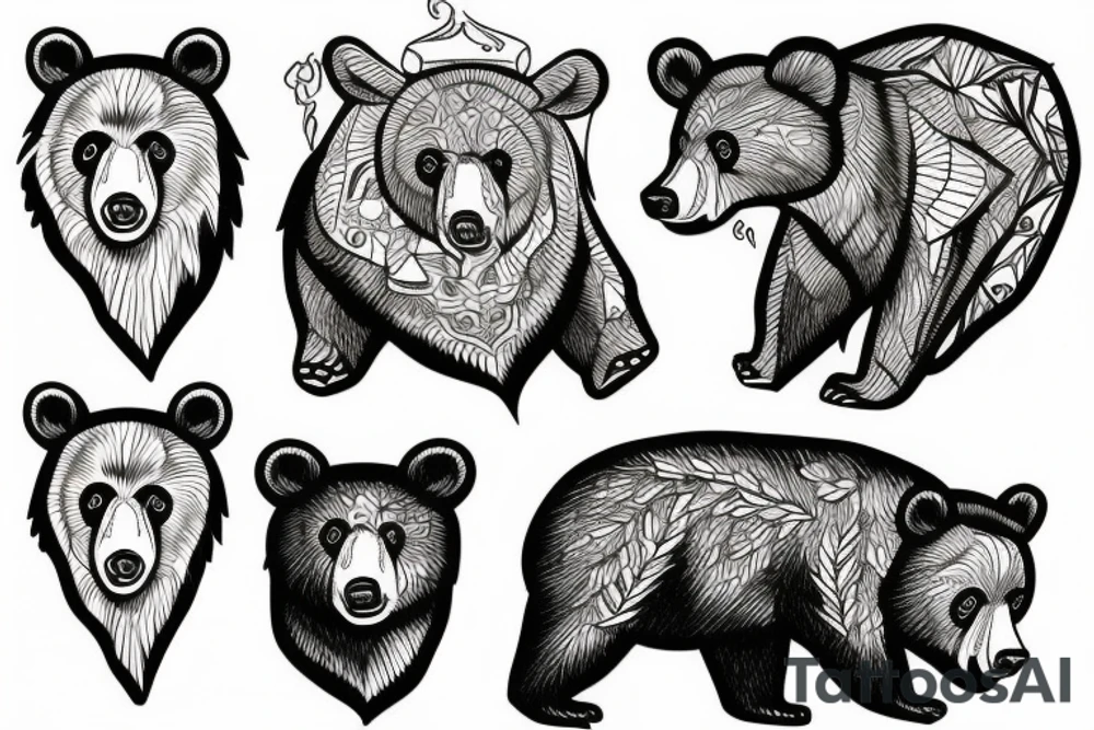 black bear, blackwork, tattoo idea