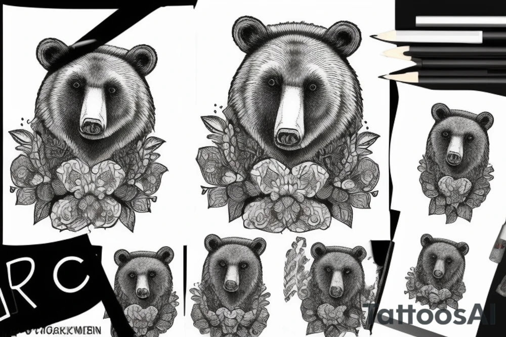 black bear, blackwork, tattoo idea