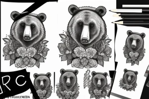 black bear, blackwork, tattoo idea