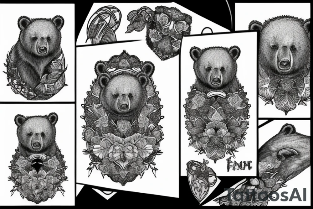 black bear, blackwork, tattoo idea
