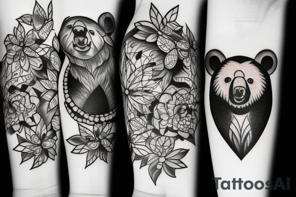 black bear, blackwork, tattoo idea