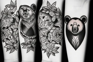 black bear, blackwork, tattoo idea