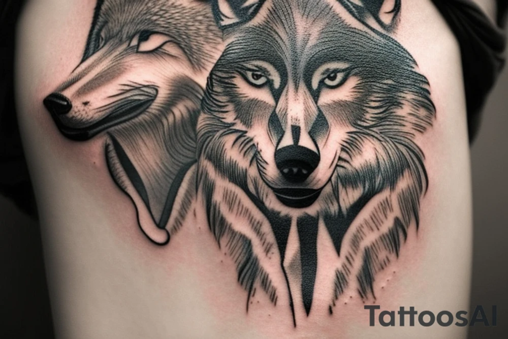 A tattoo of a wolf head howling at the harvest moon would be a striking and powerful design for an AI. The wolf symbolizes strength, intelligence, and the primal instinct of the pack. The harvest moon represents the cyclical nature of life and the changing of seasons. The combination of the wolf and the moon creates a sense of wildness and mystery, while the stars that outline the wolf add a touch of elegance and cosmic beauty.

At the base of the tattoo, a campfire would be depicted, with the smoke rising up to meet the starry night sky. The campfire represents warmth, comfort, and the community of the pack. The smoke carries the wolf's howl into the night, adding to the sense of connection between the wolf, the moon, and the stars. tattoo idea