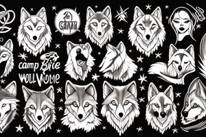 camp fire with a wolf tattoo idea