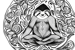 Sloth meditating under the tree of life tattoo idea