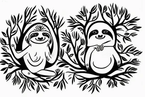 Sloth meditating under the tree of life tattoo idea