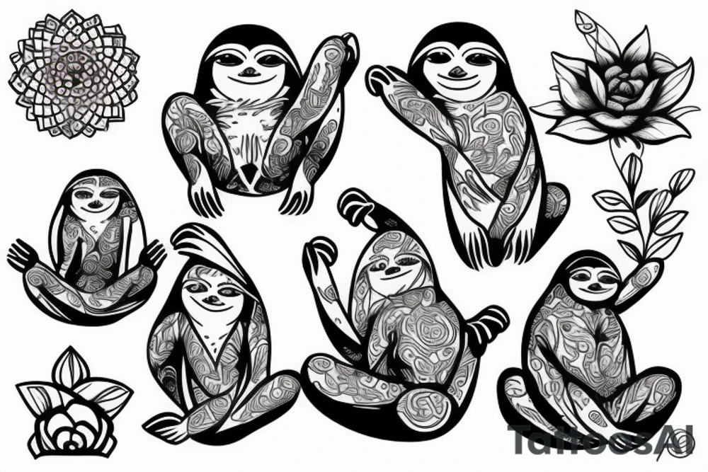 Sloth meditating tattoo idea