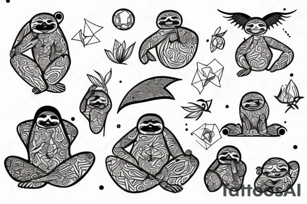 Sloth meditating tattoo idea