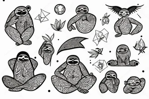 Sloth meditating tattoo idea