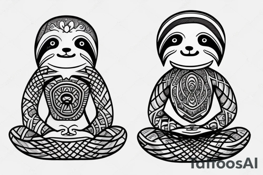 Sloth in meditating position tattoo idea