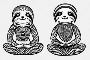 Sloth in meditating position tattoo idea