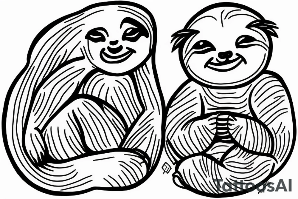 Sloth in meditating position tattoo idea