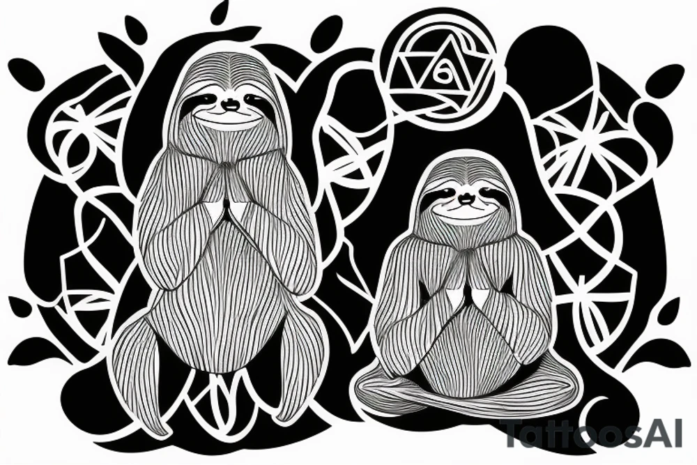 Sloth in meditating position tattoo idea