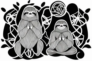 Sloth in meditating position tattoo idea