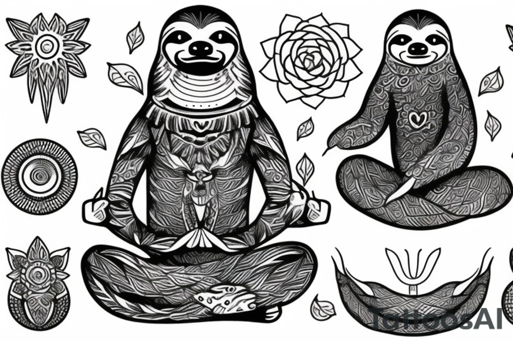 Sloth in meditating position tattoo idea